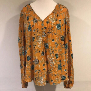 Cupcakes and Cashmere Floral Yellow Blouse